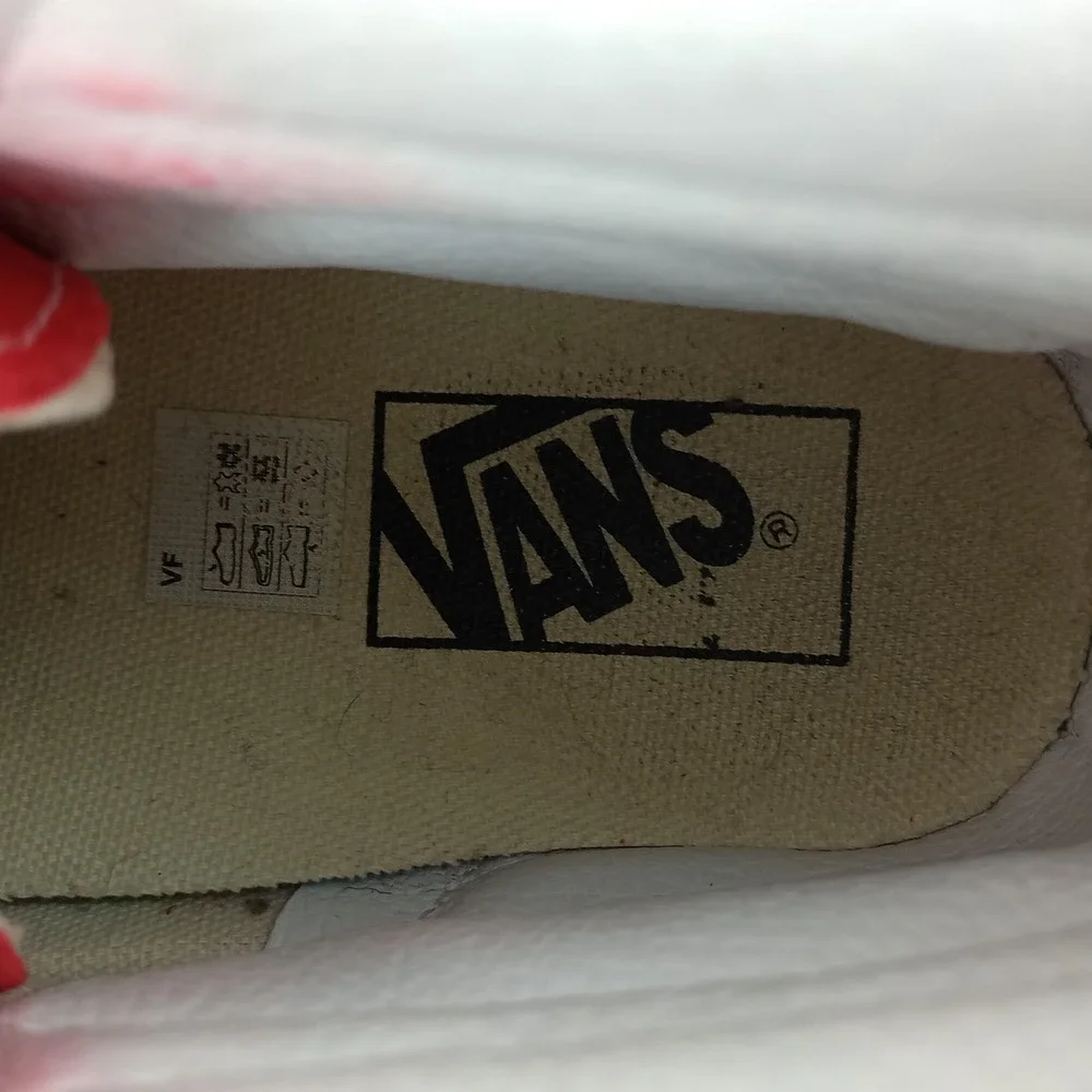 Vans Women 7.5 Red Suede Canvas High Top Skateboard Shoes Sk8-Hi